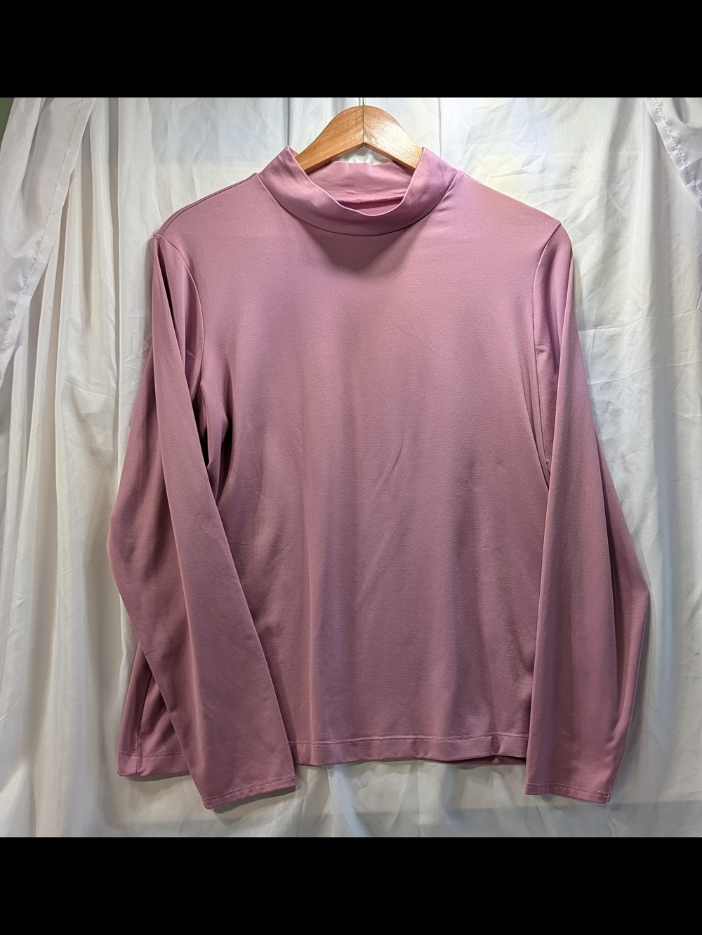 Susan Graver Essentials Long Sleeve Mock Turtleneck in Dusty Pink Size L